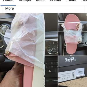 Never worn Coach bubble gum pink leather sandal